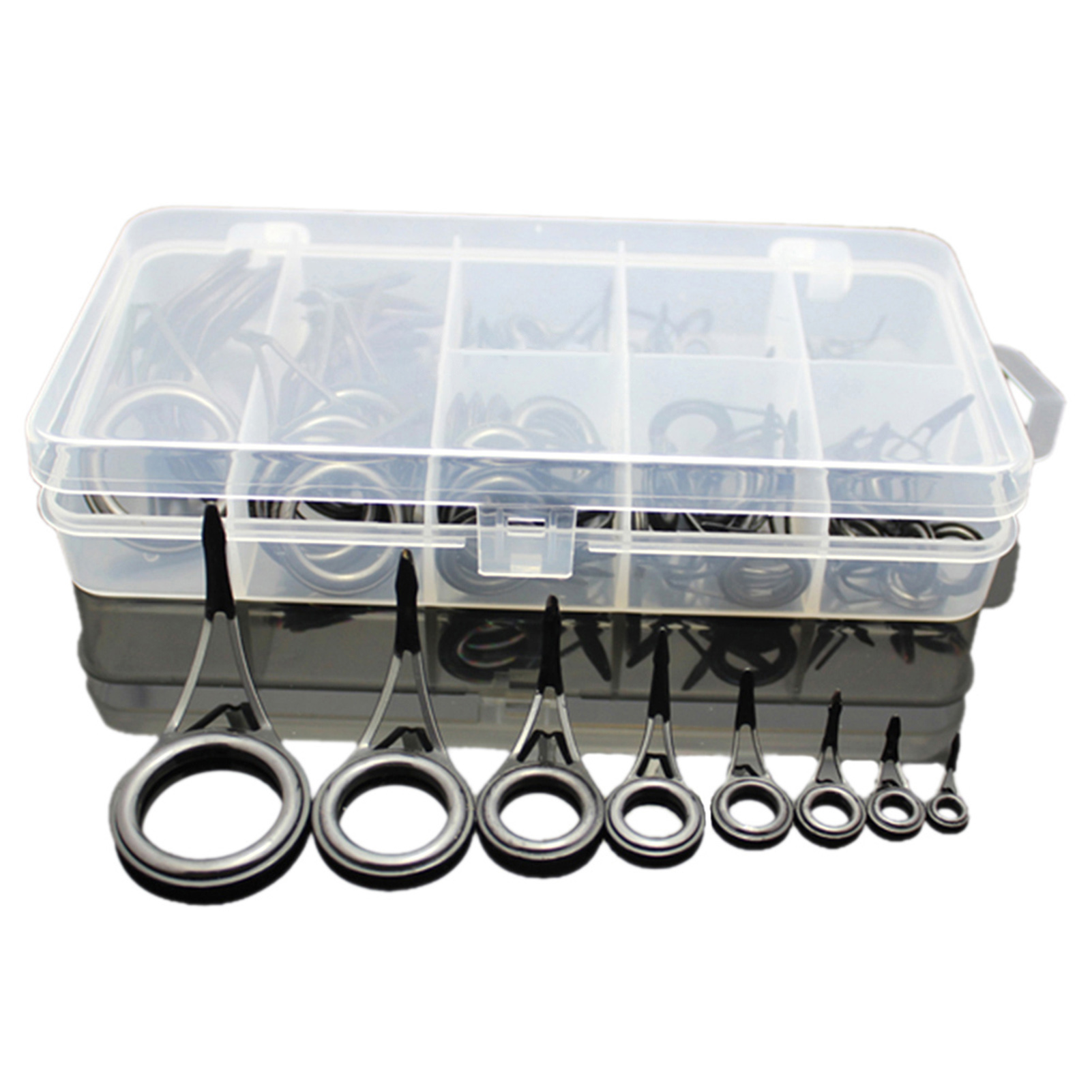Fishing Rod Building Kit - 75ชิ้นขนาดต่างๆเบ็ดตกปลาไกด์เอ็นตกปลาวงตาแบบหมุนวงแหวนปลายชุดคิทซ่อมด้านบน