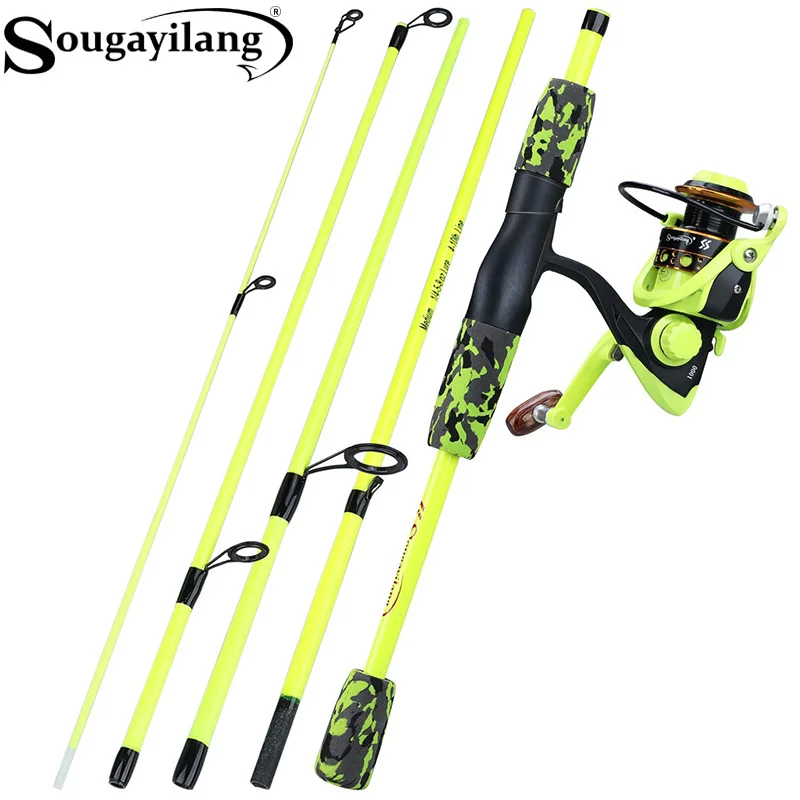 Fishing Rod Combo - ชุดคันเบ็ดตกปลาพกพา Sougayilang แบบ 5 ท่อน สีแดง/เหลือง